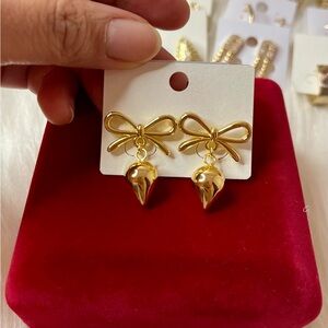 18k Gold Plated Bow Drop Earrings